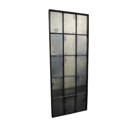 Homeroots 72" Black Metal Framed Full Length Antiqued Glass Hanging Mirror 489208