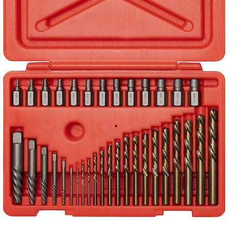 Neiko Screw-Extractor Set, Broken Bolt Remover, Left-Hand Drill Bits, 5/64 in to 0.5 in, 35-Piece Set 04206A
