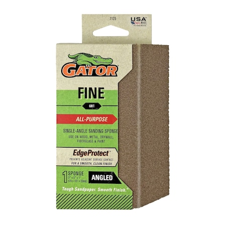 Gator Finishing EdgeProtect 3 x 5 1 in All Purpose Single Angle Sanding Sponge, Fine 7125