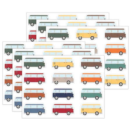 Teacher Created Resources Moving Mountains Road Trip Camper Vans Mini Accents, 36-Piece Set, 6PK 9219