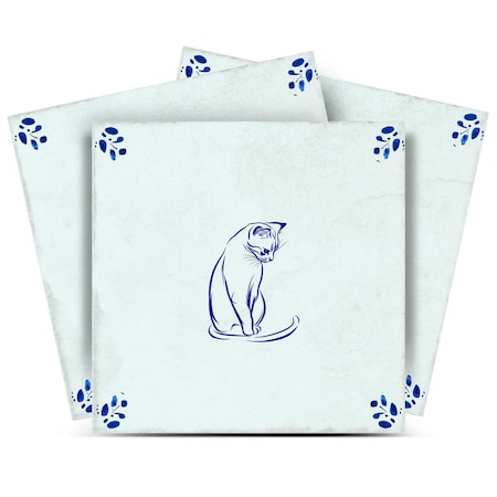 Homeroots 6" x 6" Blue Vinyl Arabesque Peel And Stick Removable Tiles 606487