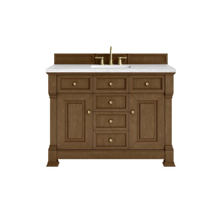 James Martin Vanities Brookfield 48 in. Single Vanity, Honey Oak w/ 3 CM Arctic Fall Solid Surface Top 547-V48-HNO-3AF