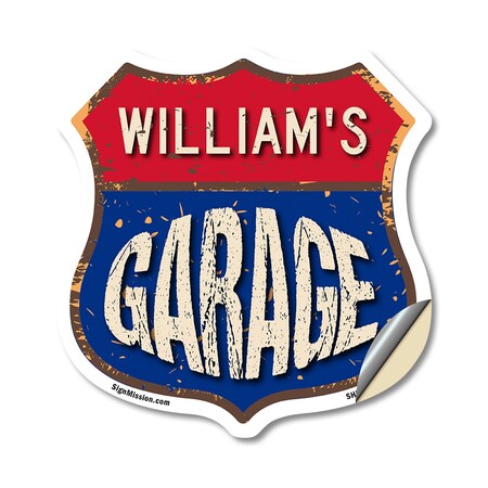 Signmission William's Garage, 12 Inch X 12 Inch, Vinyl Decal SHI-D-12-383-WILLIAM