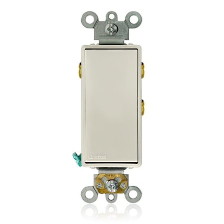 Leviton WallSwitch, 1/2hp, Rocker, 15A, LightAlmond 5685-2T