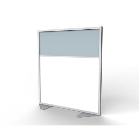 Ghent Floor Partition, Aluminum Frame with Magnetic Porcelain and Silver Vinyl Panels, 54''H x 48''W MP5448-20-8F
