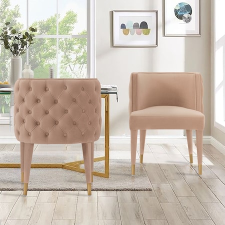 Manhattan Comfort Modern Maya Tufted Velvet Dining Chair in Nude, 2PK 2-DC079-ND