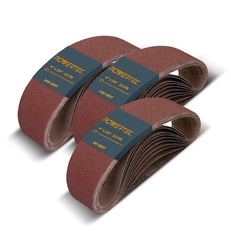Powertec 4 in W, 24 in L, Aluminum Oxide, Brown 110093N