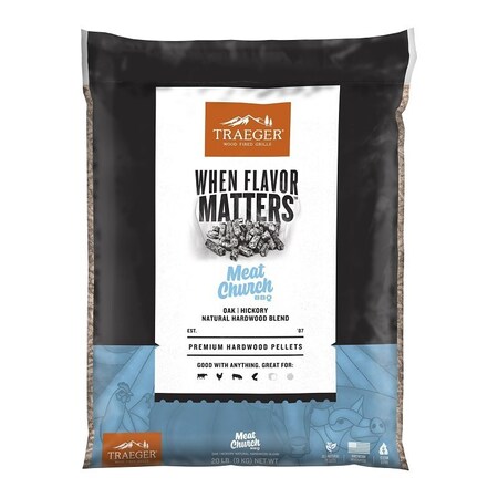 Traeger Wood Pellet, Hickory Hardwood/Oak Hardwood, 20 lb Bag PEL420