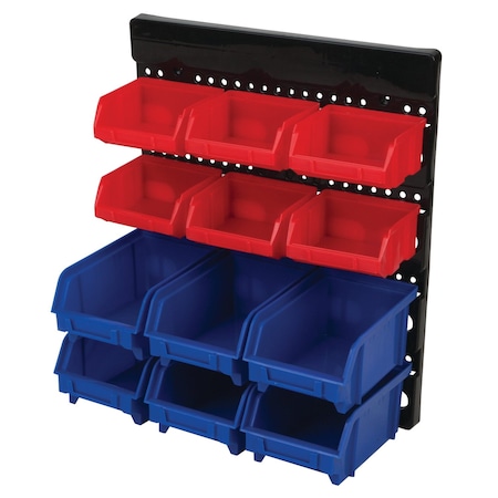 Performance Tool 12 Bin System, Wall Mount, Storage Bins, Pegboard Rack W530
