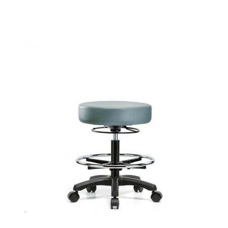 Blue Ridge Ergonomics Vinyl Mini-Stool, Med Bench, CF, Casters, Storm BR-VMBMS-RG-CF-RC-8822