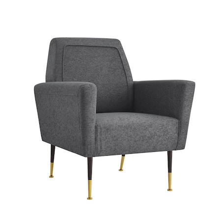 Homeroots 32" Dark Gray And Black And Gold Linen Arm Chair 533827