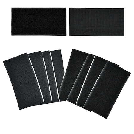 Grizzly Supply Adhesive Hook and Loop Strip, 4 in L, 2 in W, Hook and Loop Connection, Black, 4PK GS-HLAS4x2-0