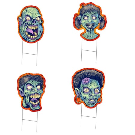 Signmission Four Pack of Zombie Yards W/ Stake, Scary Halloween Trick Treat Decoration, 4PK, 16-4PK-Zombie4PK C-DC-16-4PK-Zombie4PK