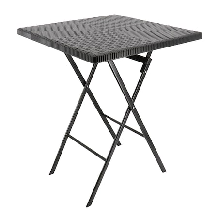 Elama Plastic Rattan Folding Square Table in Black ELM-F60TB