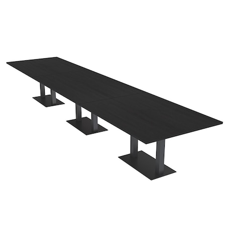 Skutchi Designs Rectangle Conference Table With Power, 48 in W, 216 in L, Black HAR-REC-48X216-DOU.BK-U999ST19-NA