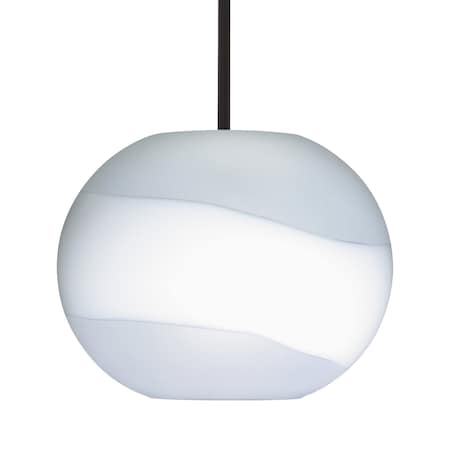 Besa Lighting Besa Luna Stem Pendant, Opal- Frost, Black Finish, 1x 9W LED 1TT-477699-LED-BK