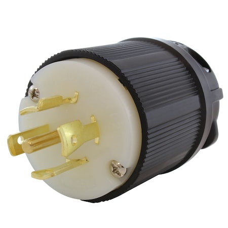 Ac Works Wiring Device, NEMA L22-20P Plug in Black, 20A, 277/480V, 4-Pole 5-Wire, Locking, cULus Listed ASL2220P-BK