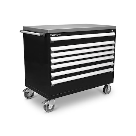 Tekton Rolling Tool Cabinet, 7 Drawer, Black, Steel, 48 in W x 27 in D x 41-1/2 in H OCL43100SST