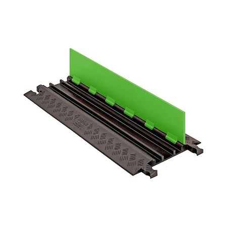 Checkers Hi-Viz Cable Protector, 1-1/4 in H, 38.38 in L, 13-3/4 in W, 3 Channel, Urethane, Black, Green GD3X75-ST-FLG/B
