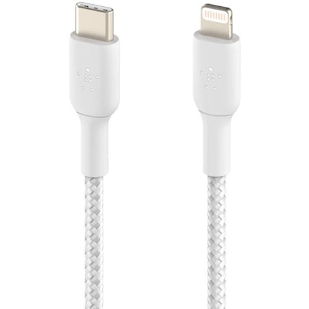 Belkin BOOSTCHARGE BRAIDED USB-C TO LIGHTNING CABLE 2M / 6.6FT, WHITE CAA004BT2MWH
