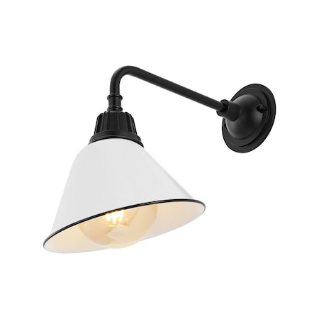 Jonathan Y Croydon 9.63" 1-Light Farmhouse Industrial Iron LED Gooseneck Arm Outdoor Sconce, White JYL7612A