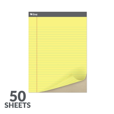 C-Line Products 8-1/2” X 11-3/4” Yellow Wide Ruled Legal Pad, 1/EA, 12/BX 25106