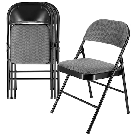 Elama 4 Piece Metal Folding Chair with Padded Seats in Gray ELM-J0369B-G