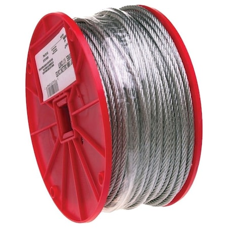 Campbell Chain & Fittings Campbell 7000427 Aircraft Cable, 340 lb Working Load Limit, 500 ft L, 1/8 in Dia, Galvanized Steel 700-0427