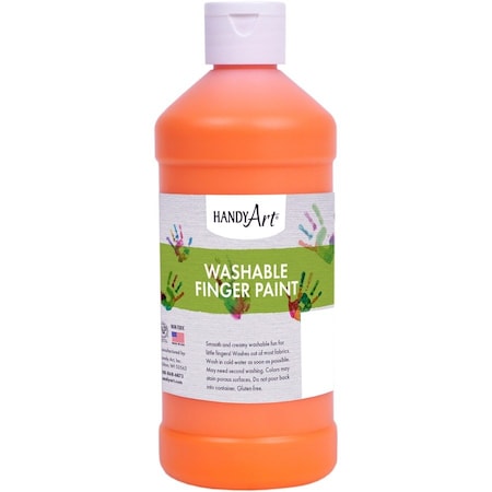 Handy Art Washable Finger Paint, Orange, 16 oz., PK6 241-015