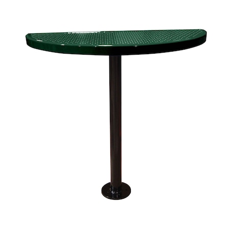 Leisure Craft Perforated Semi-Circle Pedestal Table, Portable, 40"H, Black Green STAB40-PERF-BLACK GREEN