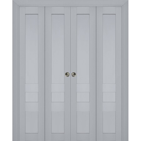 Sartodoors Sliding Closet Double Bi-fold Doors Grey Solid Core Modern Interior VEREGIO7411DBF-GRE-72 x 96 (4* 18x96)