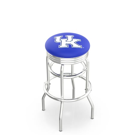 Holland Bar Stool Co 30" Chrome 2-Ring Kentucky "UK" Swivel Bar Stool, Accent Ring L7C3C30UKY-UK