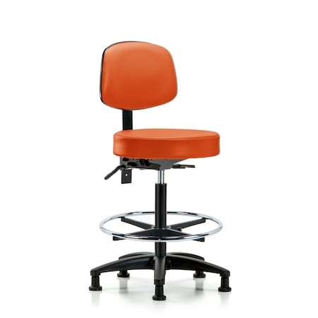 Blue Ridge Ergonomics Bench Stool, Hi, Vin, Bk, CF, Gld, Orange BR-VHBST-RG-T1-CF-RG-8613