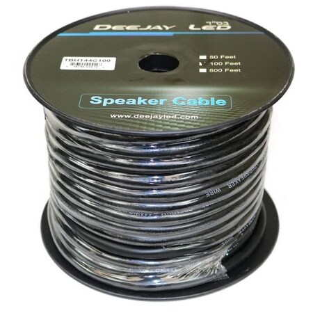 Deejay Led 100 feet of four conductor 14 Gauge cable in black flexible casing. TBH144C100