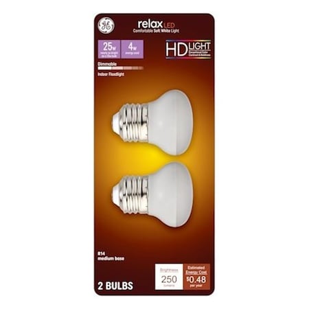 Ge LED Bulb, R16 Lamp, 40 W Equivalent, Medium Lamp Base, Dimmable, Warm White, 2700 K Color Temp, 2PK 46961