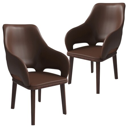 Leisuremod Vivara Collection Modern Dining Chair in Dark Brown, 2PK VC23DBR2