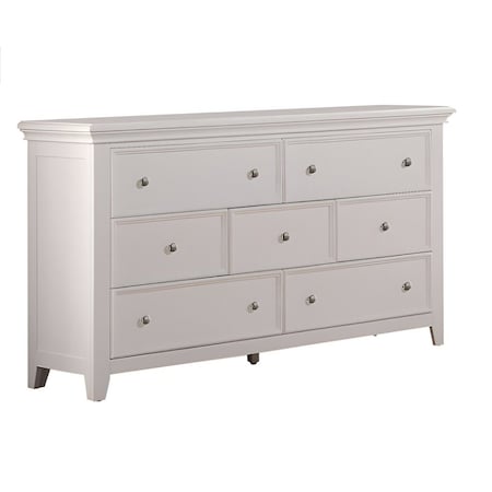 Homeroots 58" White Solid Wood Seven Drawer Triple Dresser 374200
