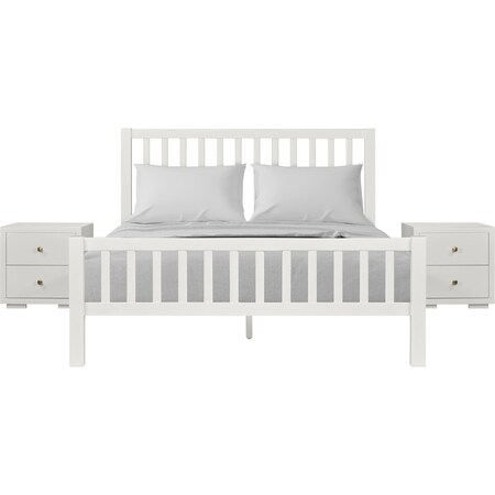 Homeroots Three Piece White Solid Wood Bedroom Set 523683