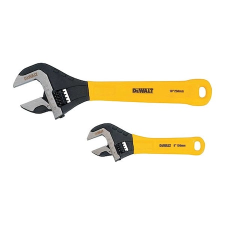 Dewalt Adjustable Wrench, Dip Grip, 2-Piece DWHT75497