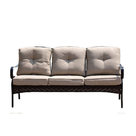 Homeroots 69" Beige Polyester Blend Settee With Black Legs 374050