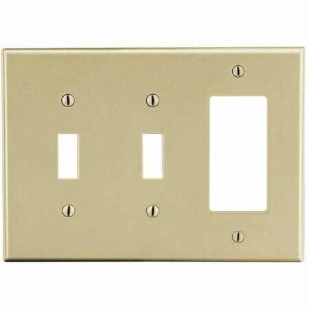 Hubbell Wiring Device-Kellems Wallplate, 3-Gang, 2) Toggle 1) Decorator, Ivory P226I
