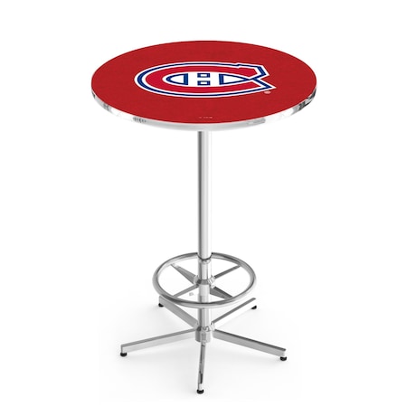 Holland Bar Stool Co 42" Chrome Montreal Canadiens Pub Table, 36" dia. Top L216C4236MonCan