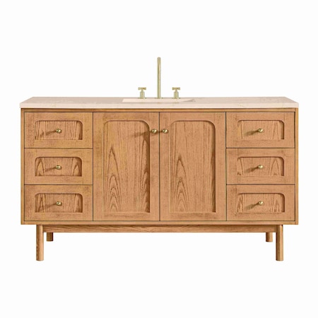 James Martin Vanities Laurent 60 in. Single Vanity, Light Natural Oak, w/ 3 CM Eternal Marfil Quartz Top 545-V60S-LNO-3EMR