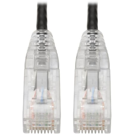 Eaton Tripp Lite Series Cat6 Gigabit Snagless Slim UTP Ethernet Cable RJ45 M/M, PoE, Black, 1 ft. N201-S01-BK