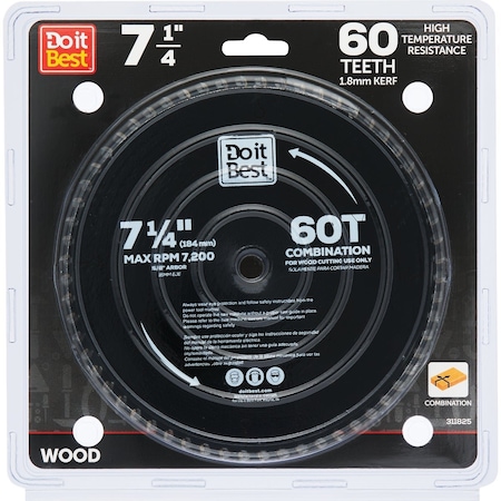 Do It Best 7-1/4'' 60-Tooth Combination Circular Saw Blade QJDIB-CS-006