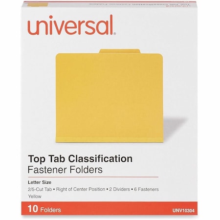 Universal Pressboard Classification Folders, Letter, Six-Section, Yellow, 10/Box 10304