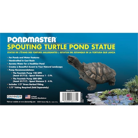 Pondmaster 7.2'' W. x 4.5'' H. x 10.2'' L. Resin Fountain Turtle Spitter 3775