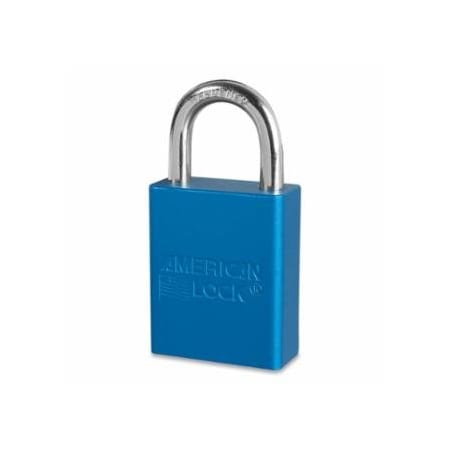American Lock Anodized Aluminum Safety Padlock, 1/4 in dia, 1 in L, 25/32 in W, Blue, Keyed Alike, Keyed -, 6PK 045-A1105KABLU-08170