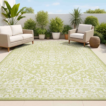 Jonathan Y Malta Bohemian Medallion Textured Weave Green/Cream 9 ft. x 12 ft. Indoor/Outdoor Area Rug SMB104D-9