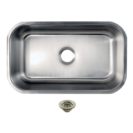Kingston Brass 30-Inch Stainless Steel Single Bowl Undermount Kitchen Sink with Strainer KGKUS30188